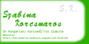 szabina korcsmaros business card